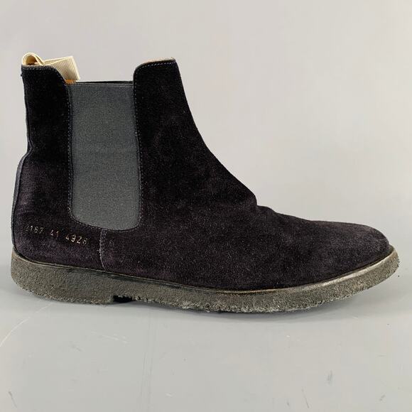 COMMON PROJECTS Size 8 Black Suede Chelsea Boots - Picture 2 of 10